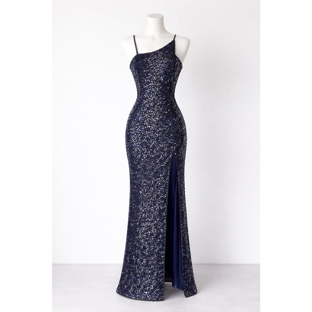 Vtg Y2K Scala 100% Silk Beaded Sequin Evening Prom Gown M